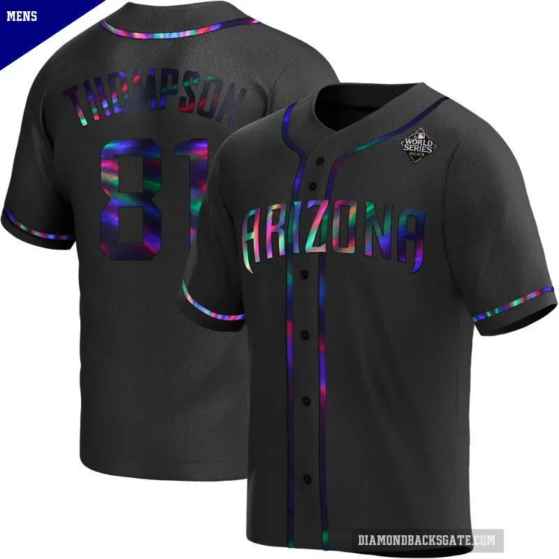 Men's No.81 Ryan Thompson Arizona Diamondbacks Black Replica Holographic Alternate 2023 World Series Jersey
