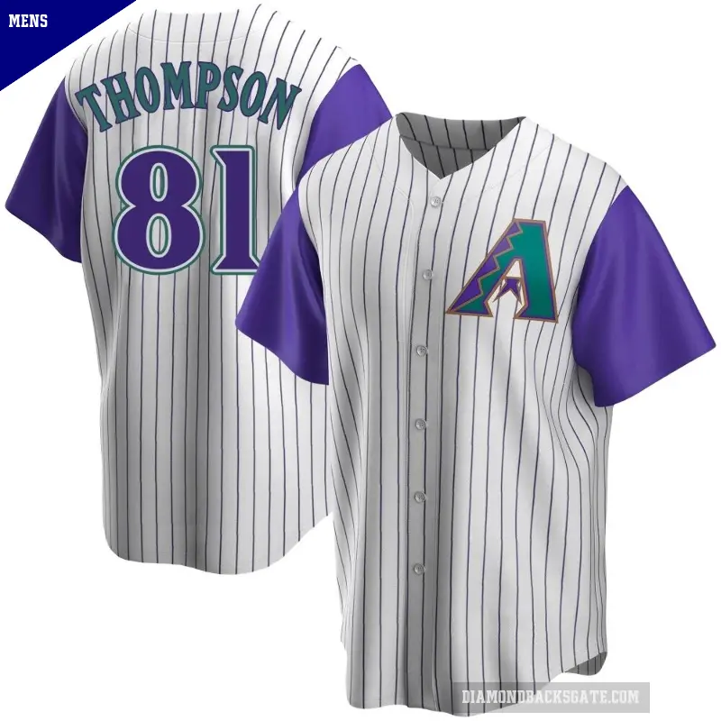 Men's No.81 Ryan Thompson Arizona Diamondbacks Cream/Purple Replica Alternate Cooperstown Collection Jersey