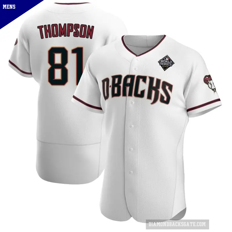 Men's No.81 Ryan Thompson Arizona Diamondbacks White Authentic Crimson Home 2023 World Series Jersey