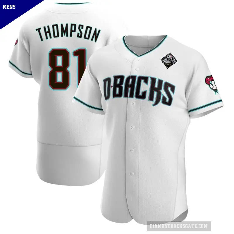 Men's No.81 Ryan Thompson Arizona Diamondbacks White Authentic Teal Alternate 2023 World Series Jersey