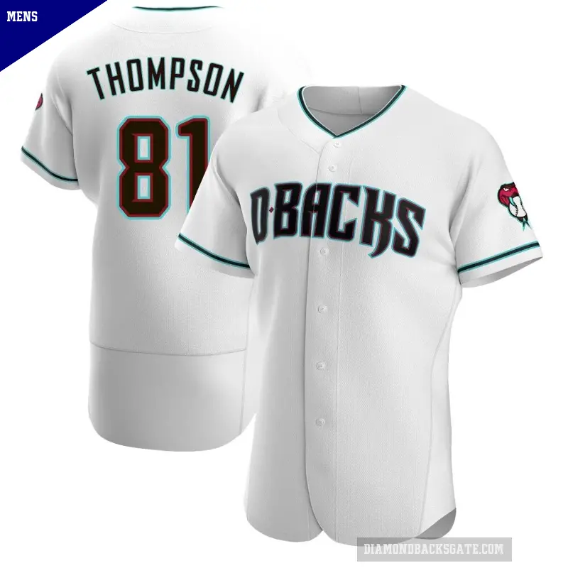 Men's No.81 Ryan Thompson Arizona Diamondbacks White/Teal Authentic Alternate Jersey