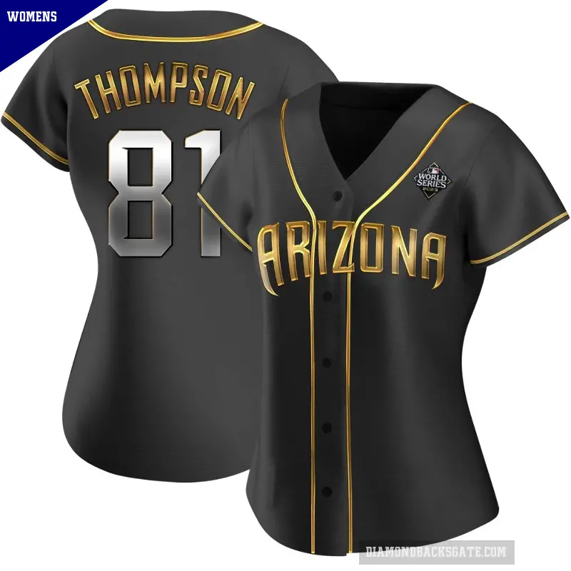 Women's No.81 Ryan Thompson Arizona Diamondbacks Gold Replica Black en Alternate 2023 World Series Jersey