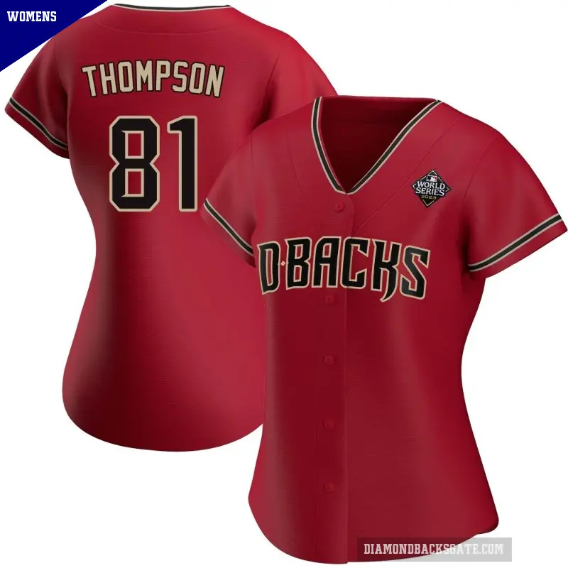 Women's No.81 Ryan Thompson Arizona Diamondbacks Red Authentic Alternate 2023 World Series Jersey