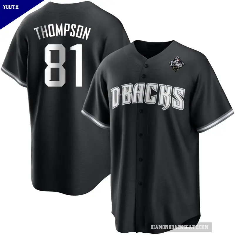 Youth No.81 Ryan Thompson Arizona Diamondbacks White Replica Black 2023 World Series Jersey